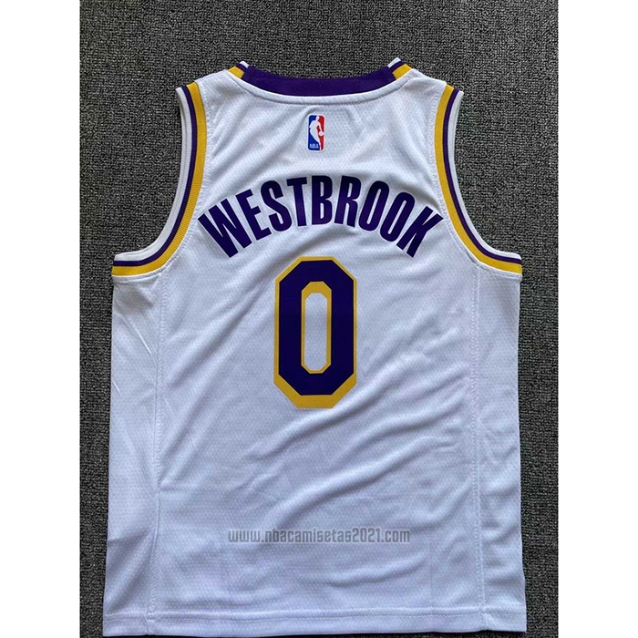 Camiseta Nino Los Angeles Lakers Russell Westbrook #0 Association 2022-23 Blanco